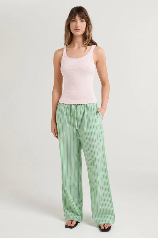 Damen lässige bequeme Schlafhose aus leichtem Baumwollstoff mit eleganten Streifen