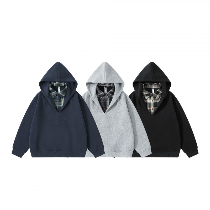 Unisex Oversize Kapuzenpullover mit integriertem Hemdkragen im Layering‑Look Nord Taschen