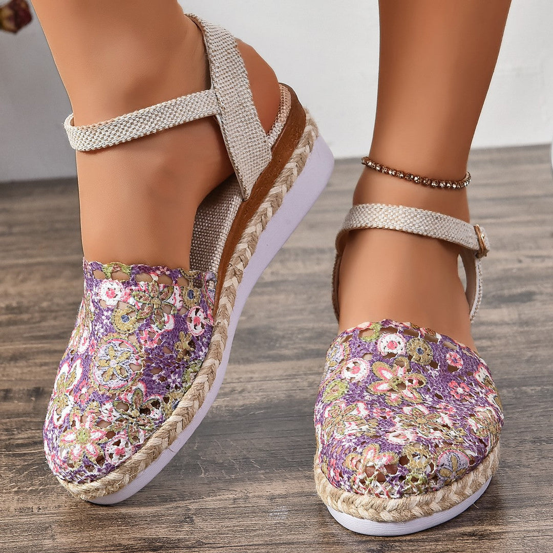 Damen Espadrilles mit elegantem Häkel-Design und komfortabler Sohle