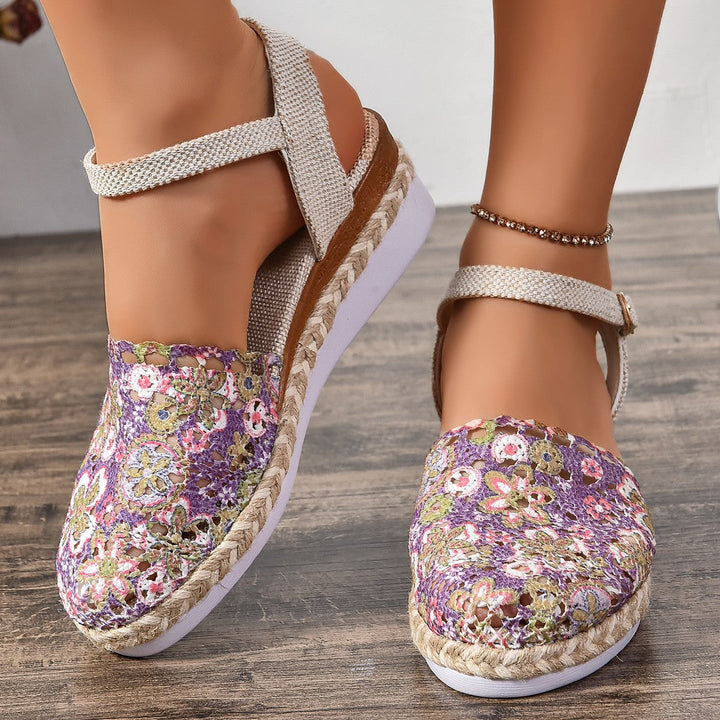 Damen Espadrilles mit elegantem Häkel-Design und komfortabler Sohle