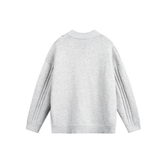 Damen Grobgestrickter Zopf‑Strickpullover mit Henley‑Knopfleiste und Stehkragen Nord Taschen