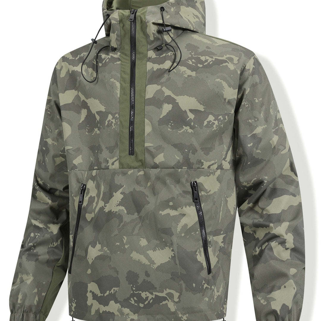 Herren Camouflage-Anorak mit Kapuze, halbem Reißverschluss und wasserabweisender Beschichtung Nord Taschen