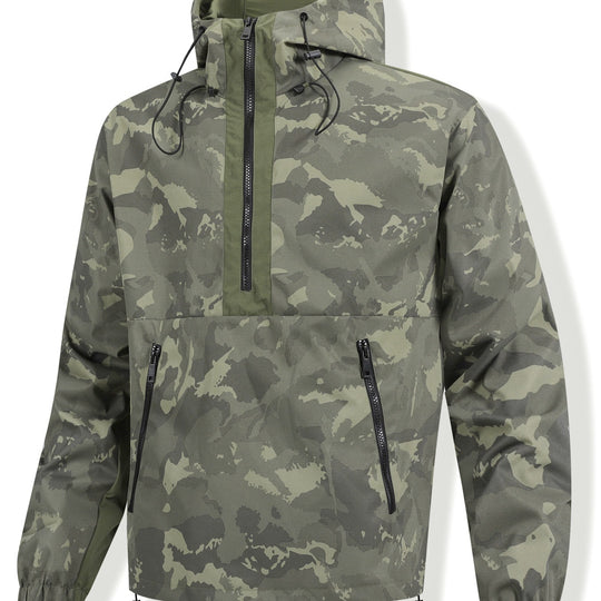Herren Camouflage-Anorak mit Kapuze, halbem Reißverschluss und wasserabweisender Beschichtung Nord Taschen