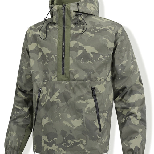 Herren Camouflage-Anorak mit Kapuze, halbem Reißverschluss und wasserabweisender Beschichtung Nord Taschen
