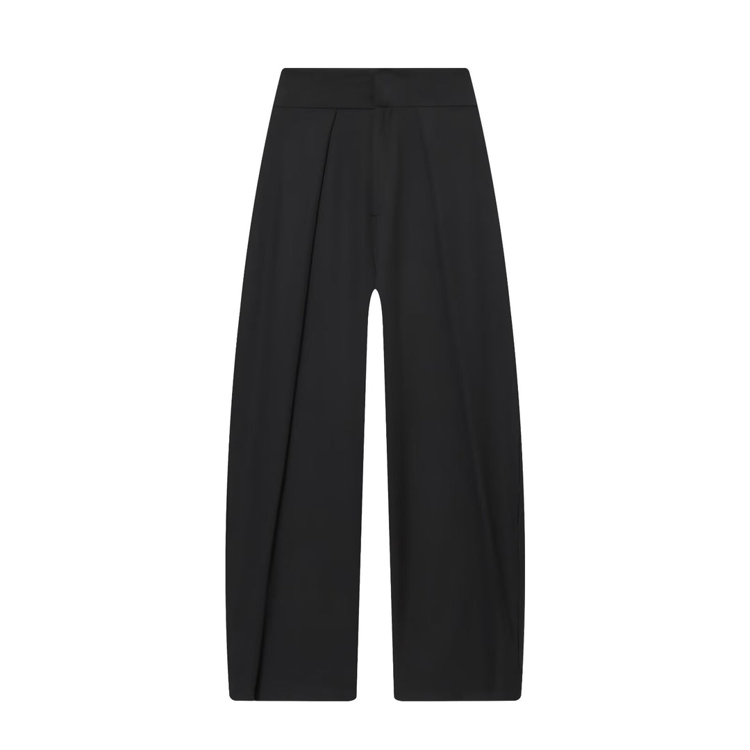 Damen Weite Highwaist-Hose mit Frontfalten und fließender Palazzo-Silhouette Nord Taschen