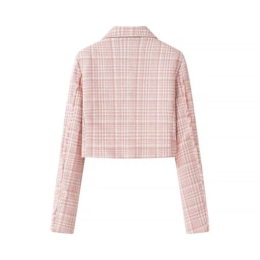 Damen Kurzblazer im Bouclé‑Tweed mit Reverskragen und Zierknöpfen Nord Taschen