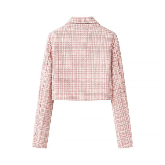 Damen Kurzblazer im Bouclé‑Tweed mit Reverskragen und Zierknöpfen Nord Taschen