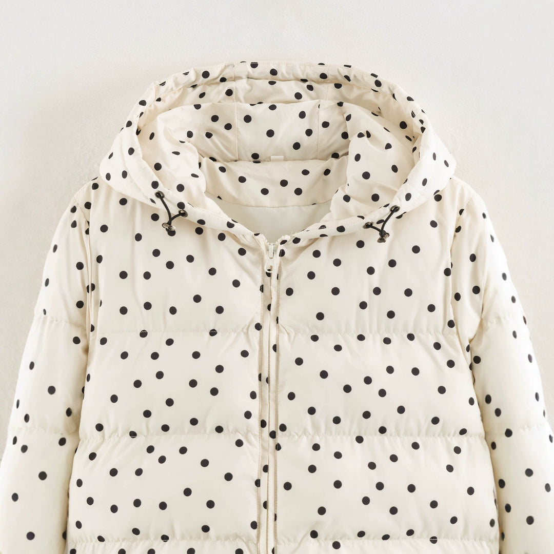 Damen Gepolsterte Cropped Kapuzenjacke mit Punktmuster Nord Taschen