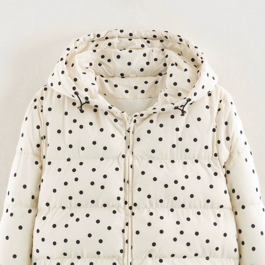 Damen Gepolsterte Cropped Kapuzenjacke mit Punktmuster Nord Taschen