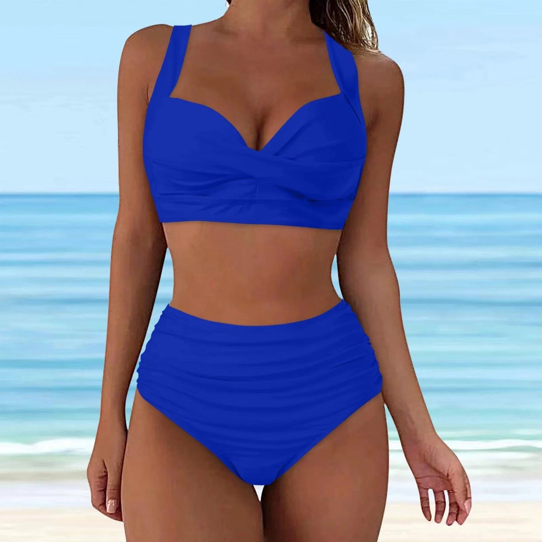 Damen Hochtailliertes Bikini-Set mit eleganter Faltenoptik
