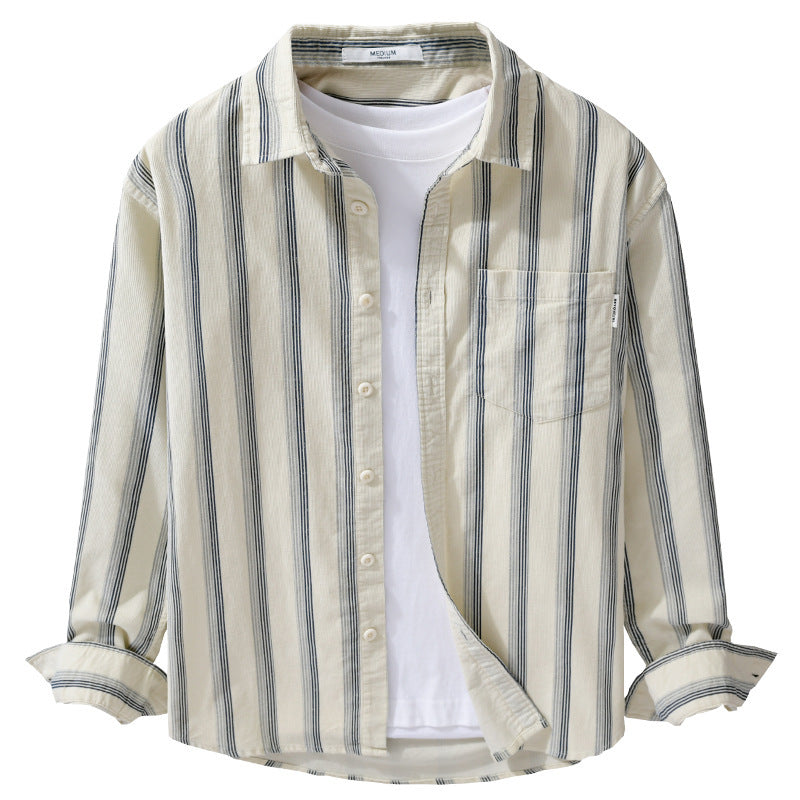 Herren Freizeithemd im Overshirt‑Stil aus leichtem Baumwollmix mit vertikalen Streifen Nord Taschen