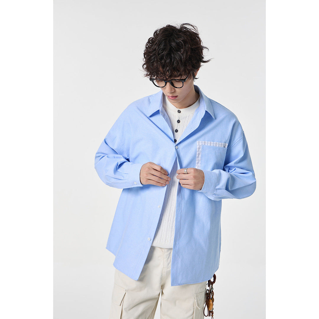 Damen Oversize Baumwoll-Hemd mit Karobesatz an Brusttasche und Saum Nord Taschen
