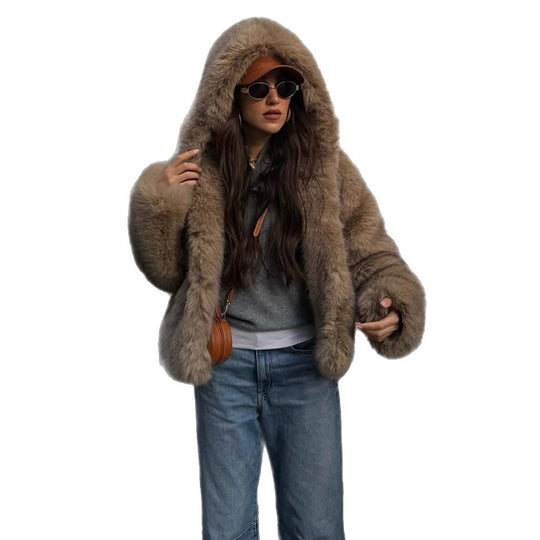 Damen Boxy-Kunstpelzjacke im Teddy-Look mit Oversize-Schalkragen Nord Taschen