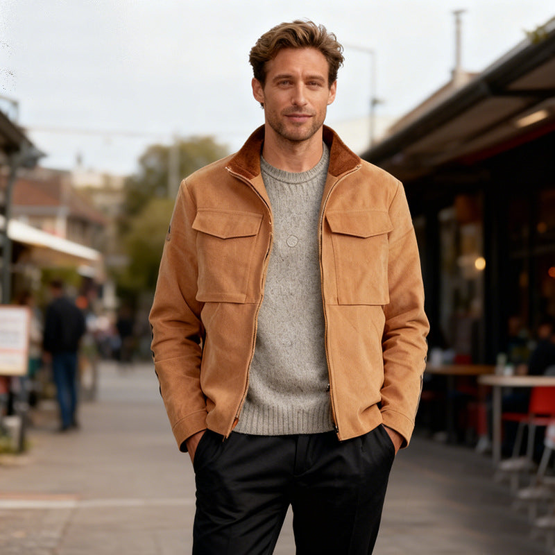 Herren Kurzjacke im Overshirt-Look mit zwei markanten Pattentaschen und Stehkragen Nord Taschen