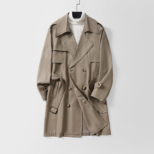 Damen Moderner Kurzmantel im Trench‑Stil mit doppelreihiger Knopfleiste und Epauletten Nord Taschen