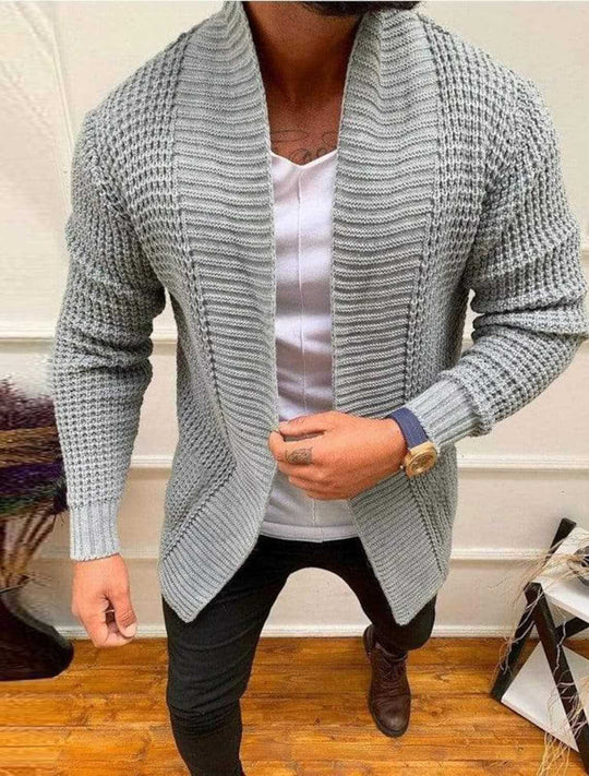Herren Strickcardigan mit Schalkragen und strukturiertem Waffelmuster Nord Taschen