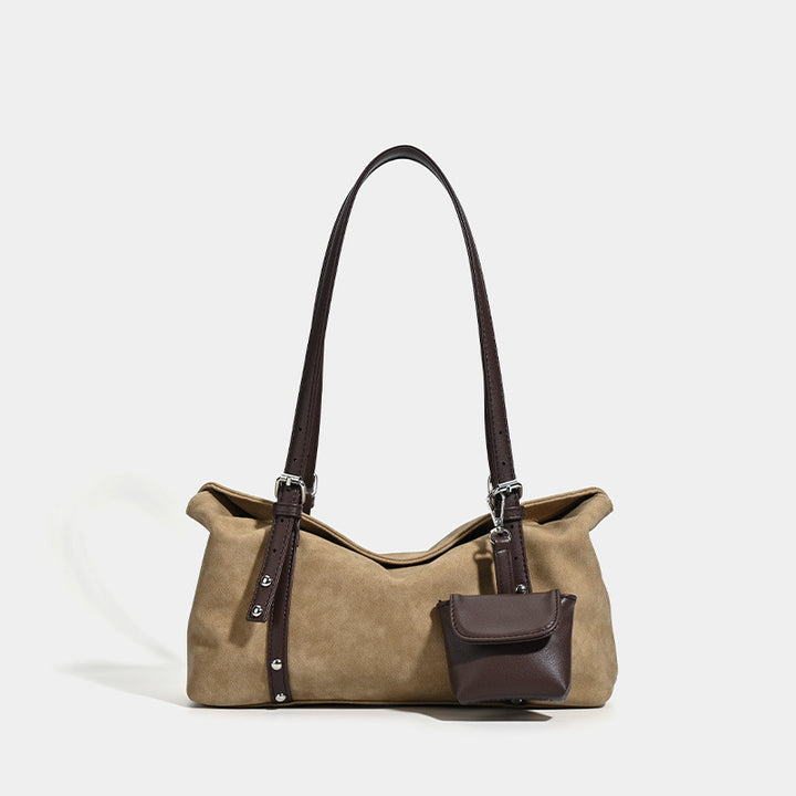 Damen Hobo-Tasche aus strapazierfähigem Wildleder mit abnehmbarem Miniclutch Nord Taschen