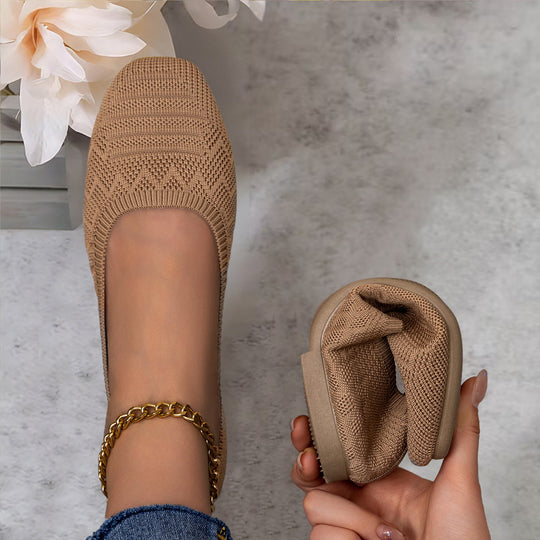 Damen Bequeme Ballerinas aus elastischem Strickmaterial mit flexibler Sohle