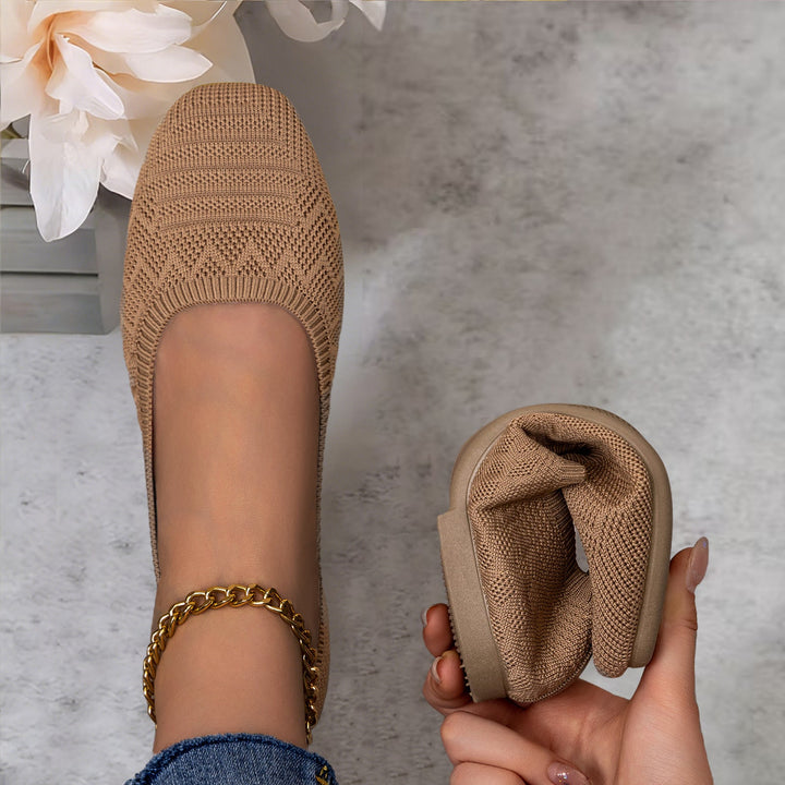 Damen Bequeme Ballerinas aus elastischem Strickmaterial mit flexibler Sohle