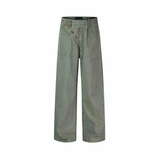 Damen High-Waist Culotte-Hose mit asymmetrischer Knopfleiste Nord Taschen
