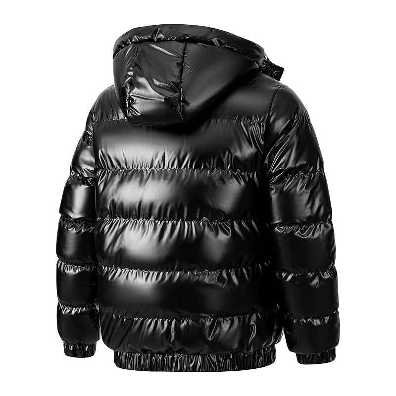 Herren Glänzende wattierte Pufferjacke mit Kapuze, wasserabweisender Hülle & Stehkragen Nord Taschen