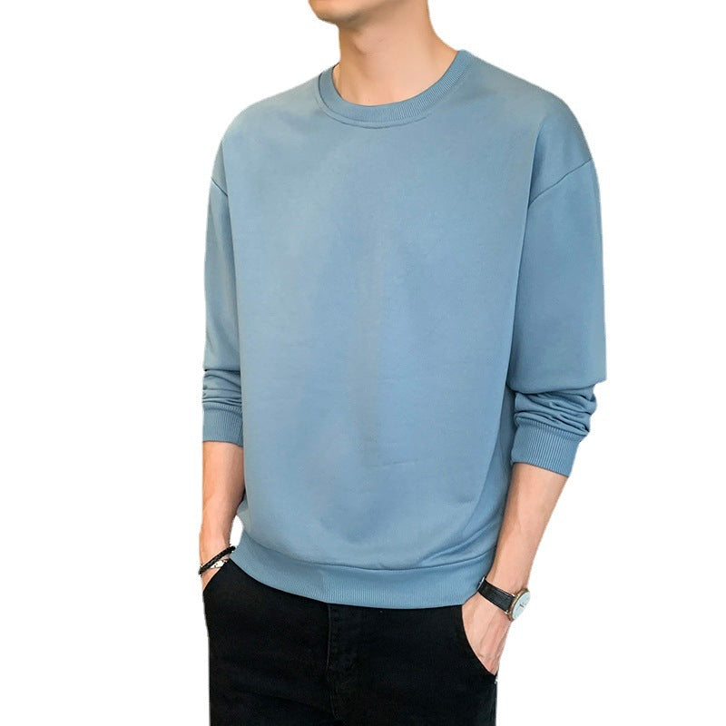 Herren Minimalistisches Rundhalsausschnitt-Sweatshirt aus Baumwollmix mit gerippten Bündchen Nord Taschen