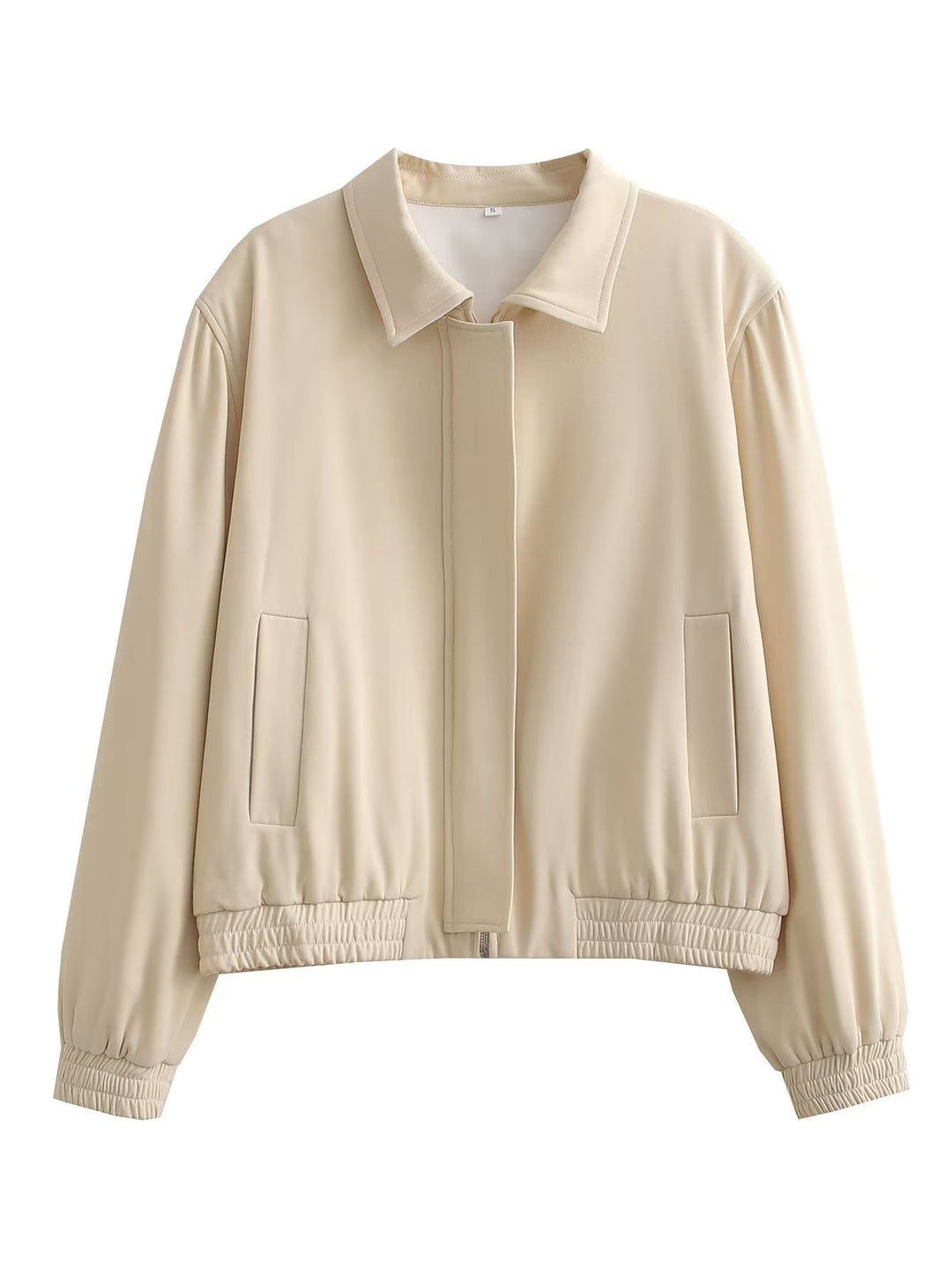 Damen Minimalistische Harrington-Bomberjacke mit verdeckter Frontblende und gerafftem Saum Nord Taschen