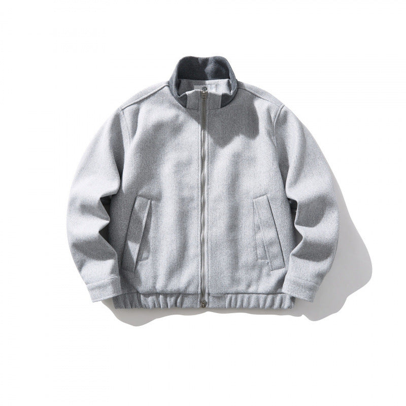 Unisex Boxy-Wollmix-Blouson mit Stehkragen und Elastiksaum Nord Taschen