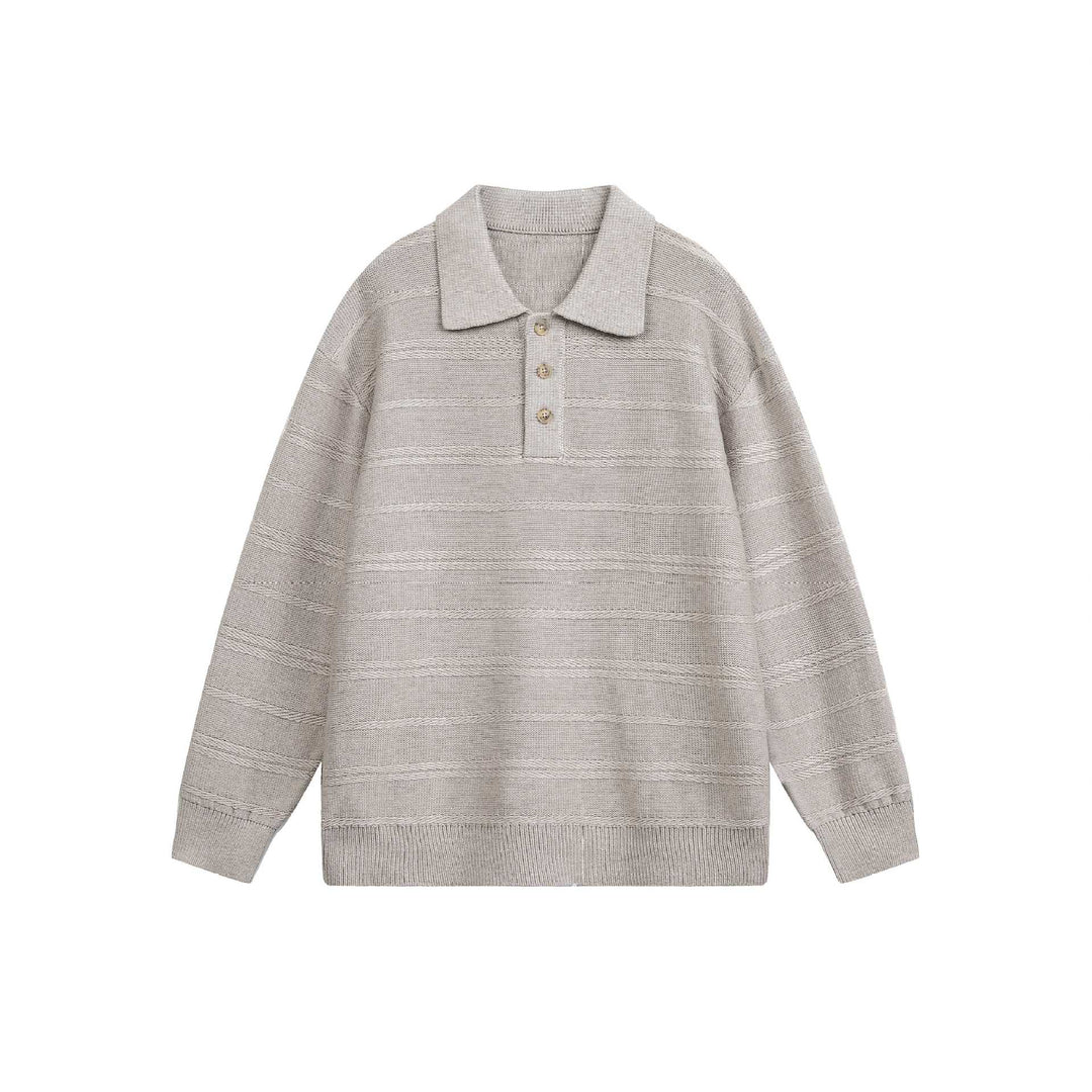 Unisex Strick-Polo mit Strukturstreifen und drei-Knopf-Leiste Nord Taschen