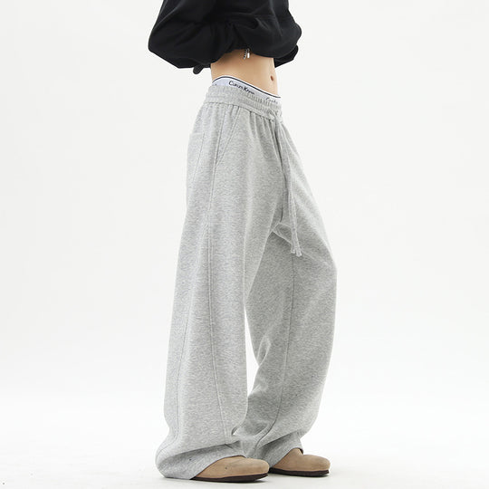 Damen Weite Loungehose mit hoher Taille aus Fleece, Tunnelzug und Seitentaschen Nord Taschen