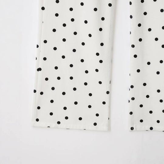 Damen Jeanshose mit weitem Bein, hohem Bund und Polka‑Dot‑Print Nord Taschen