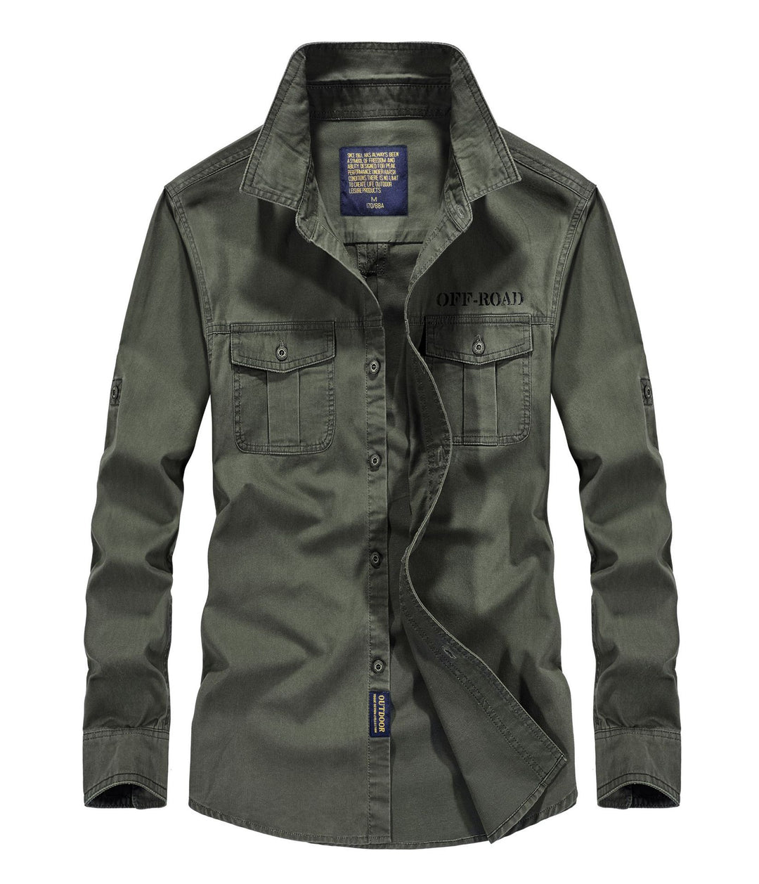 Herren Utility‑Field‑Hemdjacke mit Brustpattentaschen, Rollärmel und robustem Canvas Nord Taschen