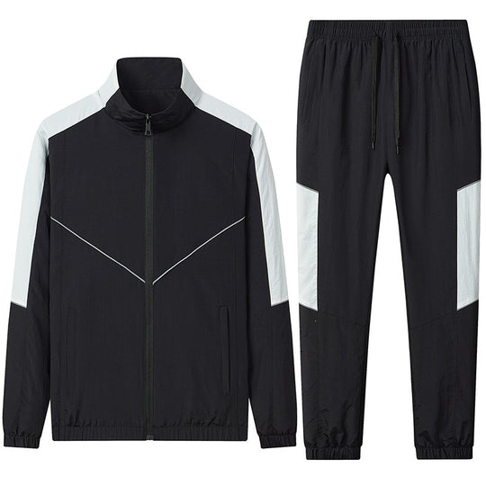 Herren Zweiteiliges atmungsaktives Nylon-Trainingsset mit Stehkragen und Kontrastpaneelen Nord Taschen