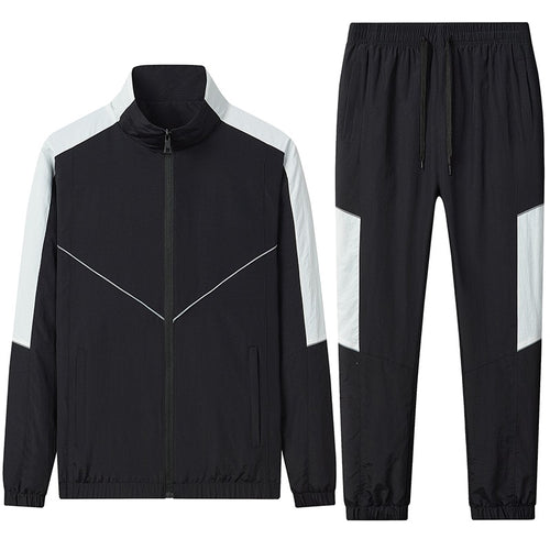 Herren Zweiteiliges atmungsaktives Nylon-Trainingsset mit Stehkragen und Kontrastpaneelen Nord Taschen