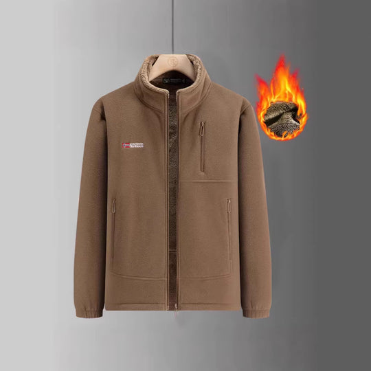 Herren Fleecejacke mit Teddyfutter, Stehkragen und mehreren Reißverschlusstaschen Nord Taschen