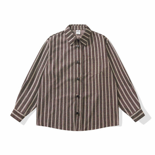 Damen Gestreifte Overshirt‑Hemdjacke mit Brusttasche Nord Taschen