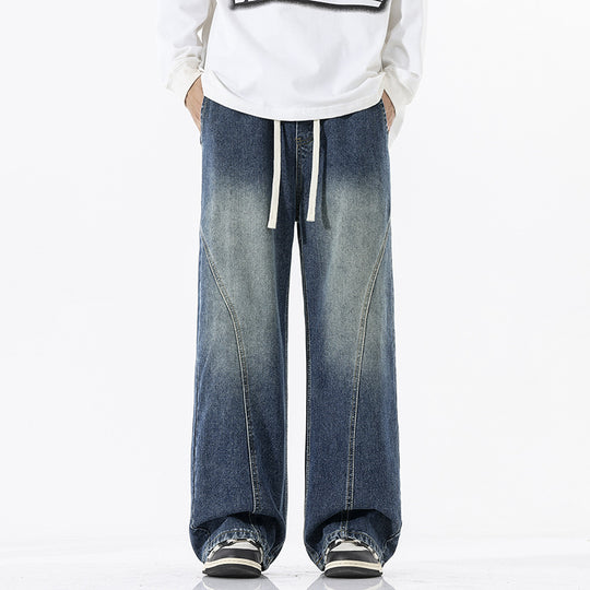 Herren Skulpturale Baggy-Denimhose mit tiefem Schritt und abgerundetem Saum Nord Taschen