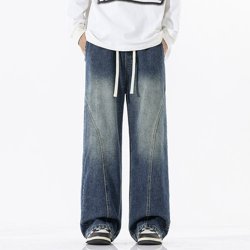 Herren Skulpturale Baggy-Denimhose mit tiefem Schritt und abgerundetem Saum Nord Taschen