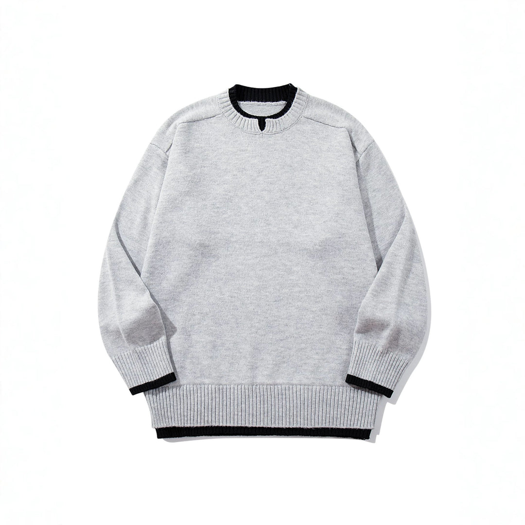 Damen Oversize‑Strickpullover mit kontrastiertem Rippkragen und verlängertem Bund Nord Taschen