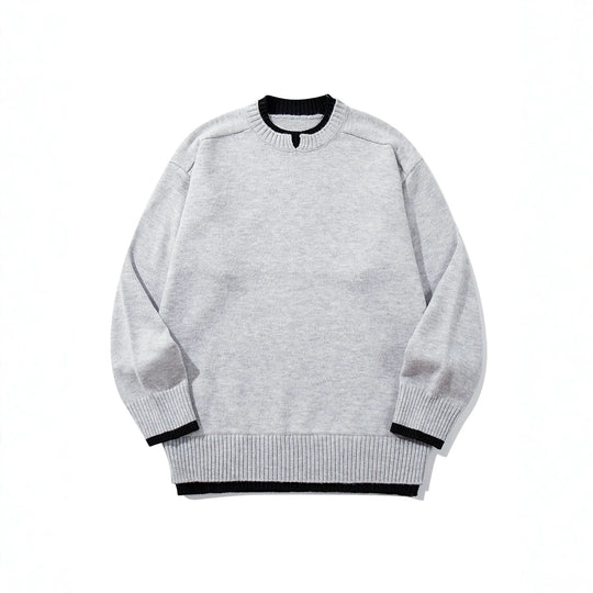 Damen Oversize‑Strickpullover mit kontrastiertem Rippkragen und verlängertem Bund Nord Taschen