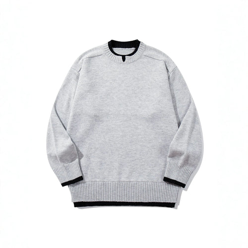 Damen Oversize‑Strickpullover mit kontrastiertem Rippkragen und verlängertem Bund Nord Taschen