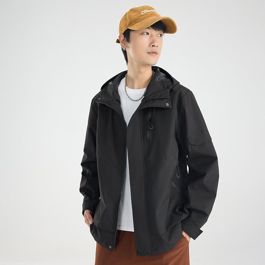 Herren Leichte atmungsaktive zweilagige Regen‑Softshelljacke mit verstellbarer Kapuze und Brusttasche Nord Taschen