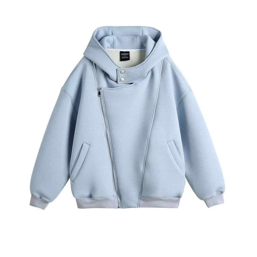 Unisex Oversize Kapuzen‑Zipjacke mit asymmetrischem Reißverschluss und hohem Funnelkragen Nord Taschen