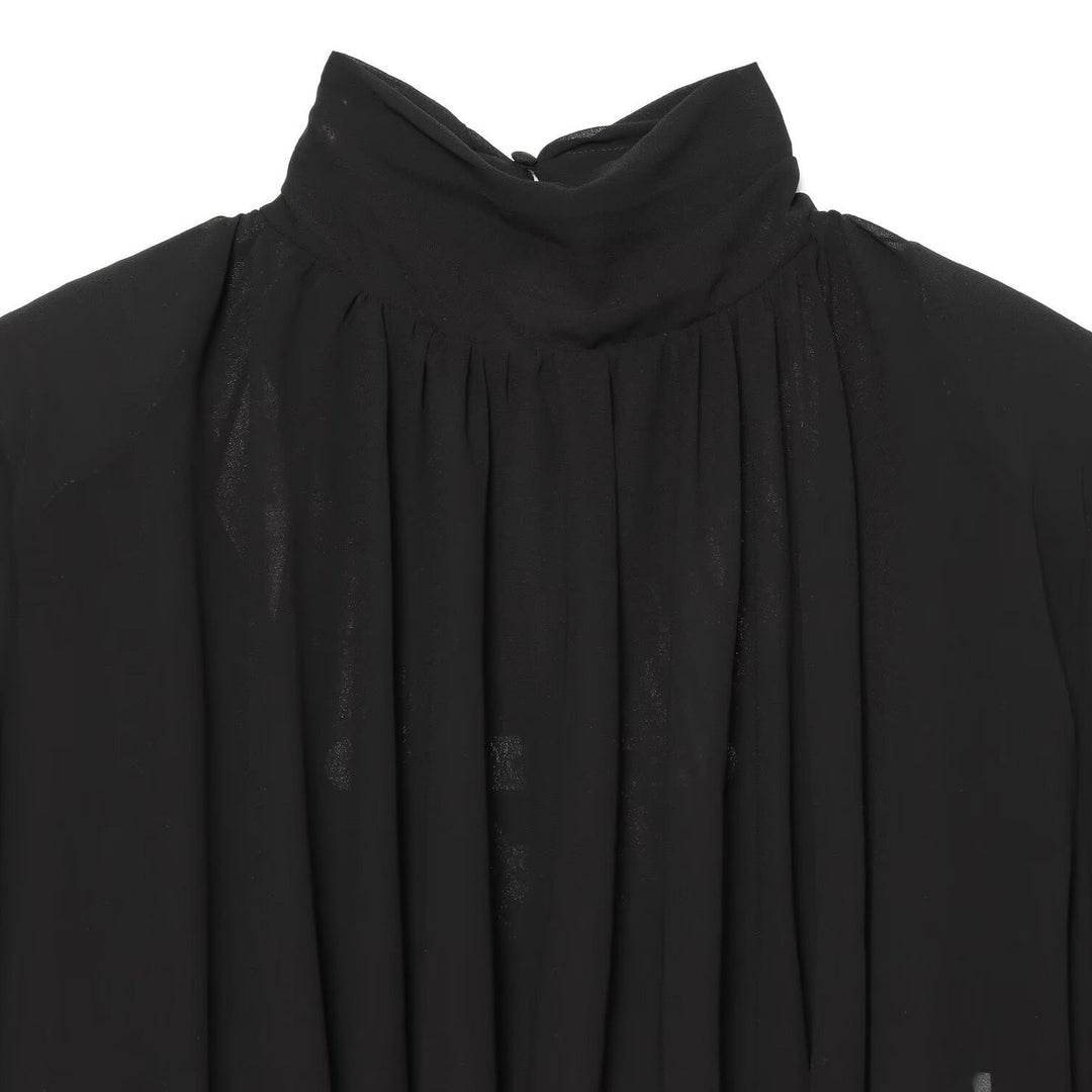Damen Plissierte Bluse mit Stehkragen und Ballonärmeln Nord Taschen