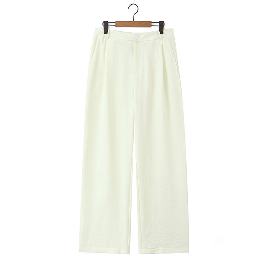 Damen Hochtaillierte leichte Palazzo-Hose mit weitem Bein und vorderer Bundfalte Nord Taschen