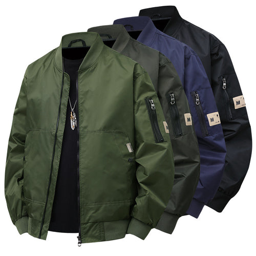 Herren Urbaner Nylon-Flight-Bomber mit Utility-Ärmeltasche und Zwei-Wege-Reißverschluss Nord Taschen