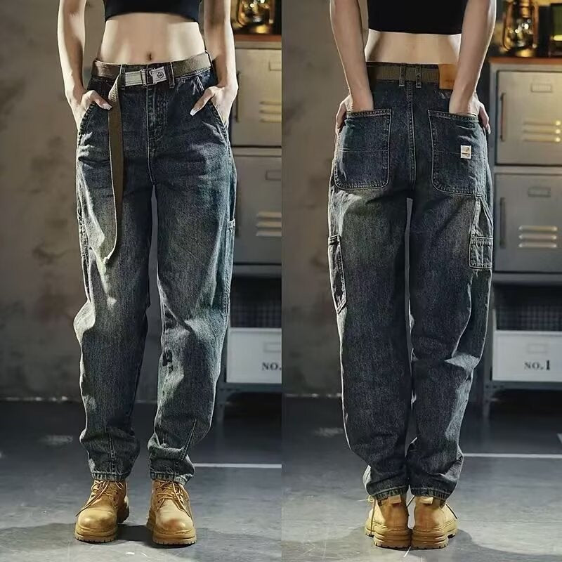 Damen Weite Denim-Hose mit hohen Taschen Nord Taschen