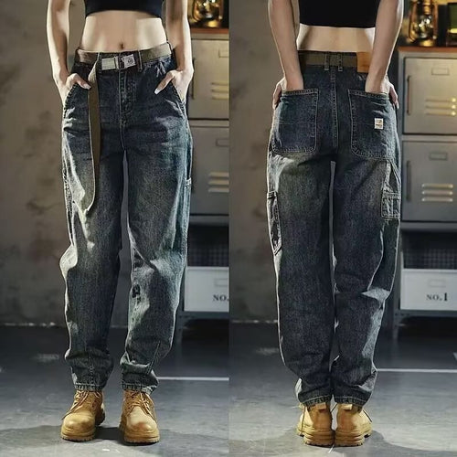 Damen Weite Denim-Hose mit hohen Taschen Nord Taschen