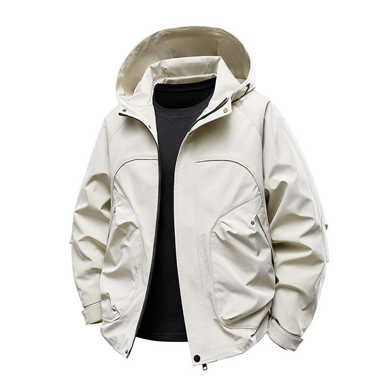 Herren technische Softshell-Utilityjacke mit Kapuze wasserabweisend und Multifunktionstaschen Nord Taschen