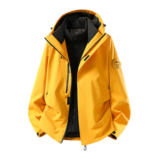 Herren zweilagige Softshell-Outdoorjacke mit herausnehmbarem Fleecefutter und verstellbarer Kapuze Nord Taschen